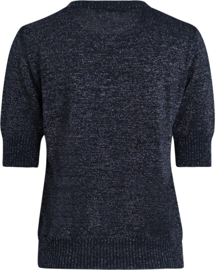 Shimmering Short-Sleeve Knit Top with Crew Neckline<br/> - Image 3