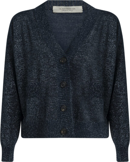 Shimmering Knit Cardigan with V-Neck<br/>