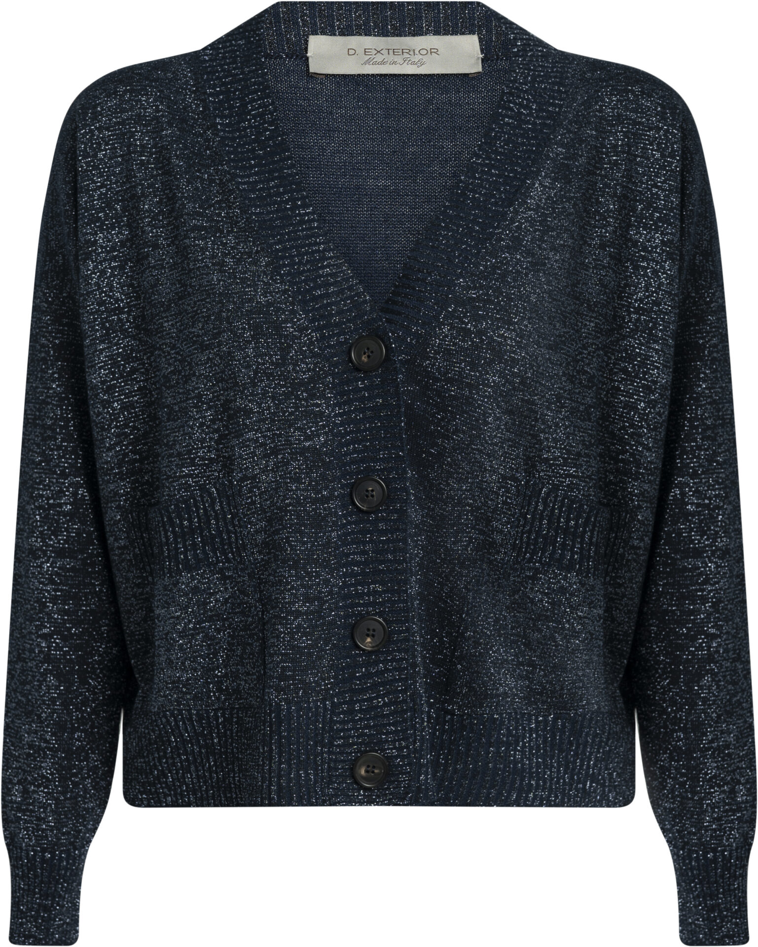 63268_blau_329_a Shimmering Knit Cardigan with V-Neck<br/> - Image 1