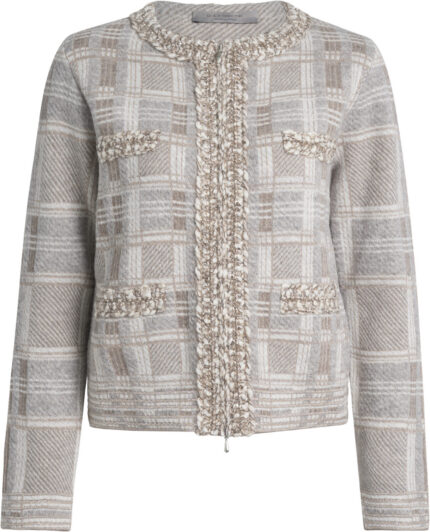 Checked Short Jacket with Textured Details<br/>