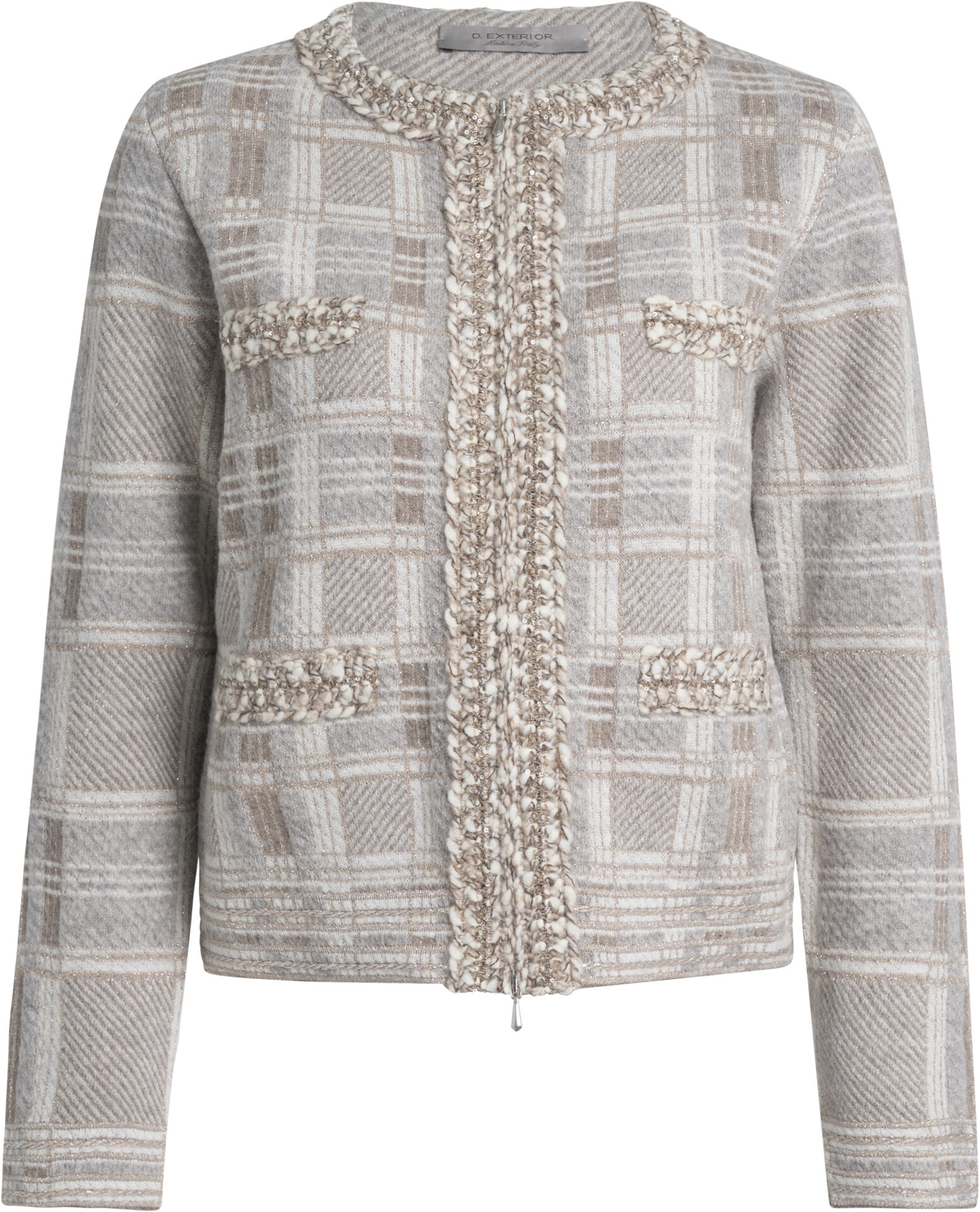 63402_multicolour_579_a Checked Short Jacket with Textured Details<br/> - Image 1
