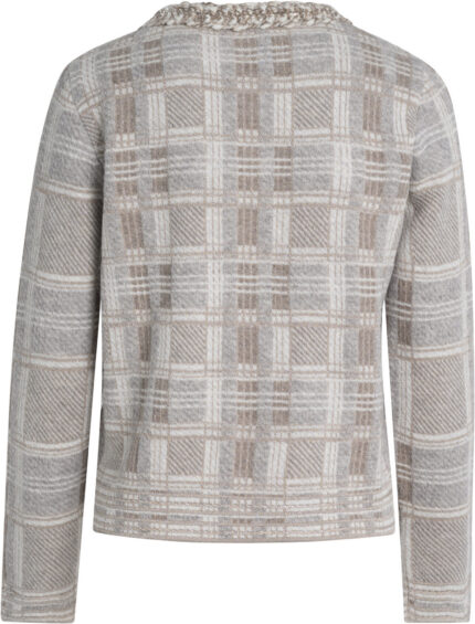 Checked Short Jacket with Textured Details<br/> - Image 3
