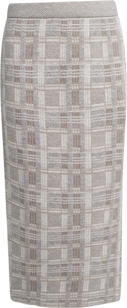 Checked Midi Skirt with Side Slit<br/> - Image 3