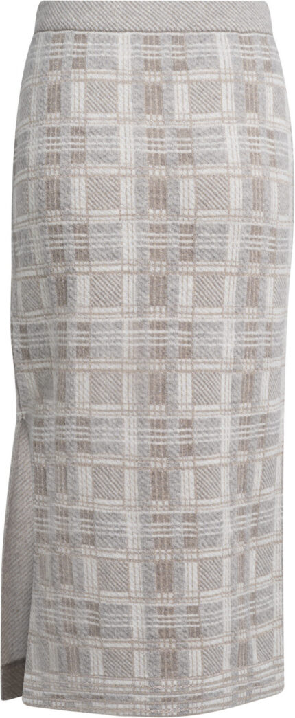 Checked Midi Skirt with Side Slit<br/>