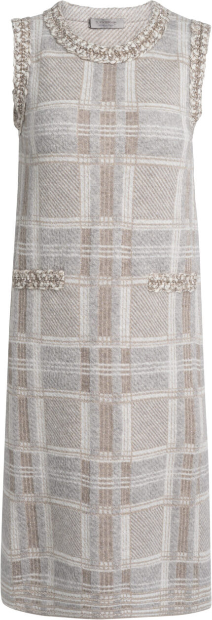 Checked Sleeveless Dress with Textured Details<br/>