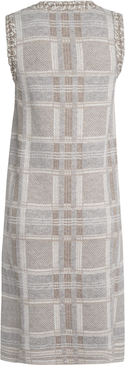 Checked Sleeveless Dress with Textured Details<br/> - Image 3