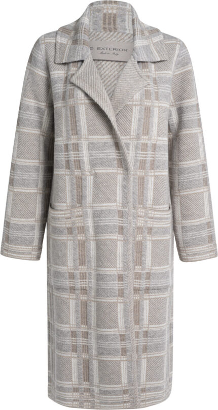 Long Checked Coat with Alpaca Wool Blend<br/>