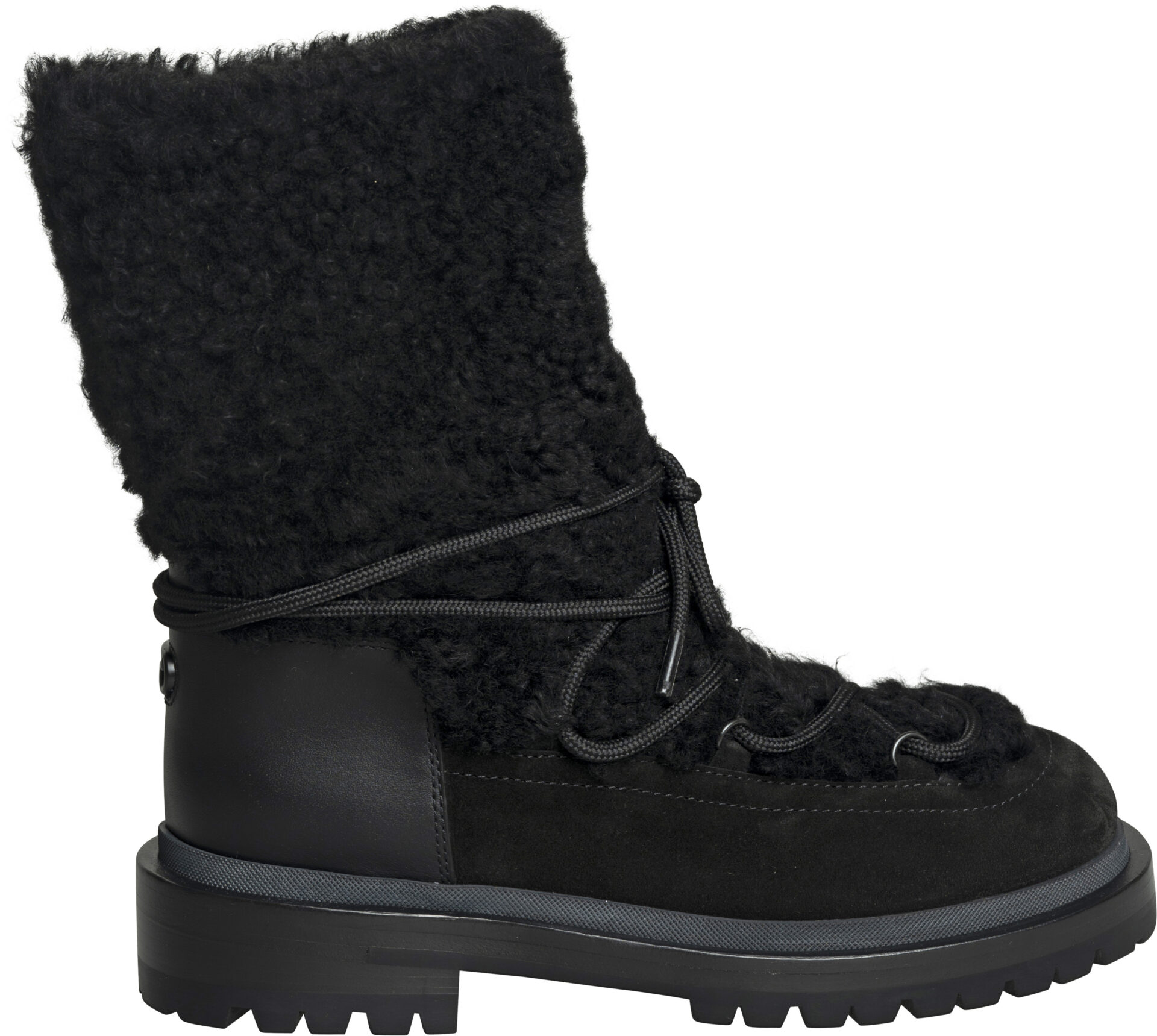 B16900MFL_schwarz_1199 Expedition Bootie – Luxuriöse Winterboots aus Shearling mit markanter Profilsohle und Schnürdetails – Bild 1
