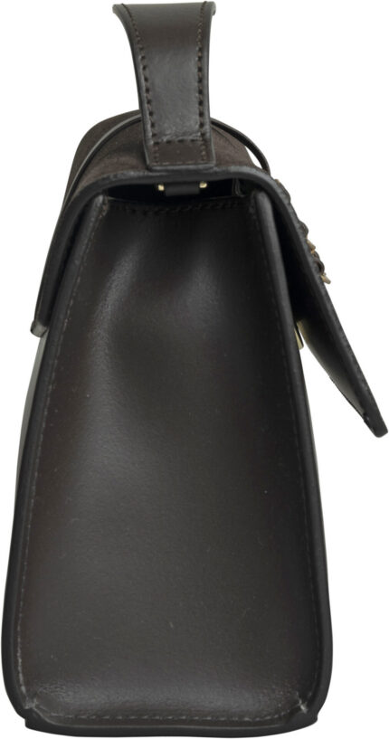 Elegante Henkeltasche aus Glattleder und Veloursleder mit goldfarbener Schmuckschließe – Bild 2