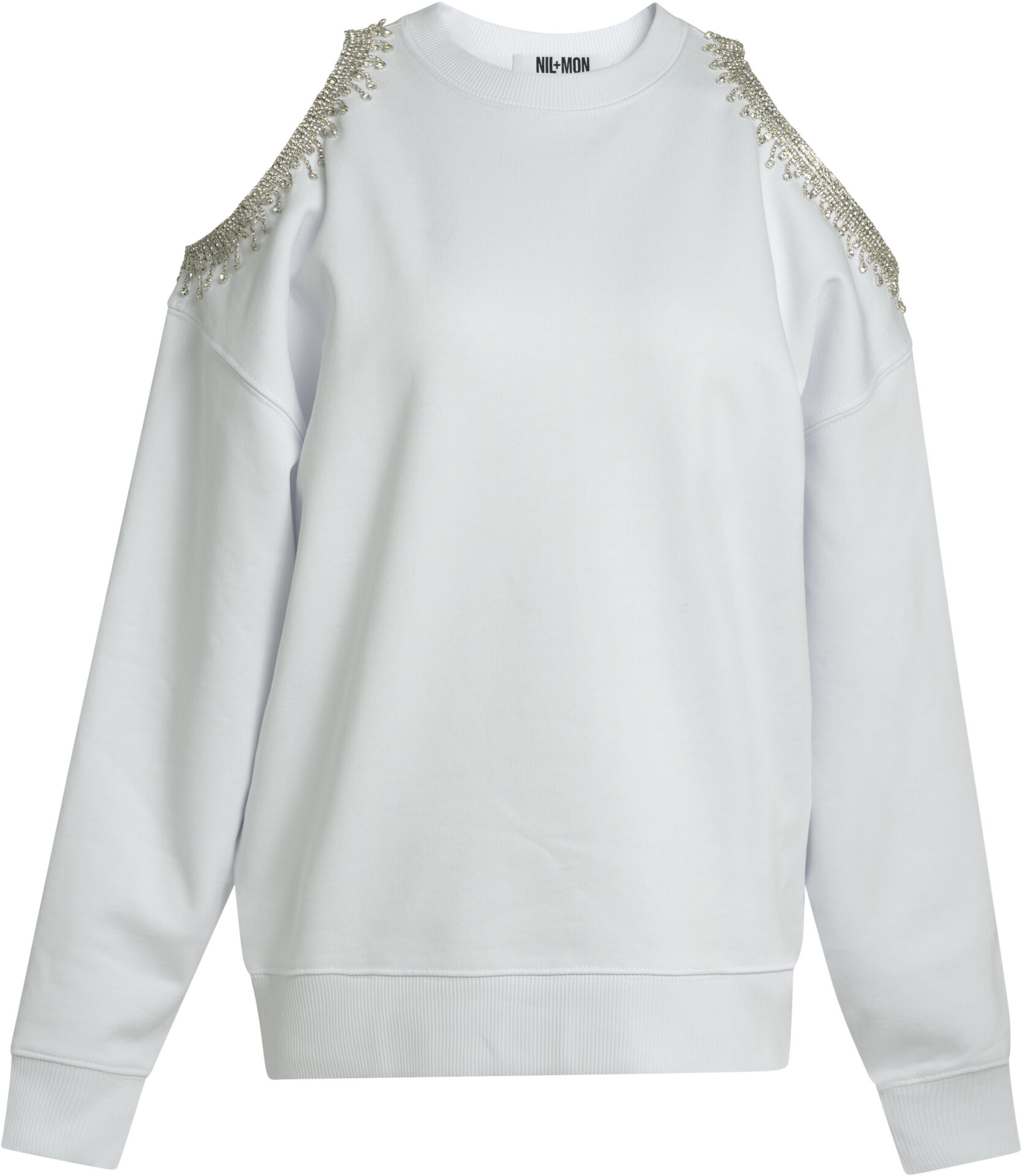 Celestial_weiss_279_a Organic Cotton Sweatshirt with Shoulder Cut-Outs<br/> - Image 1
