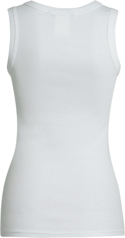 Ribbed Organic Cotton Tank Top with Embellished Neckline<br/> - Image 3