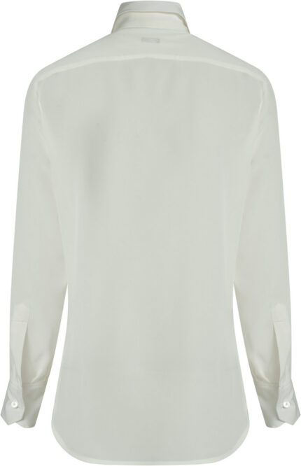 Silk blouse with tie neck detail, shirt collar and concealed button placket - Image 3