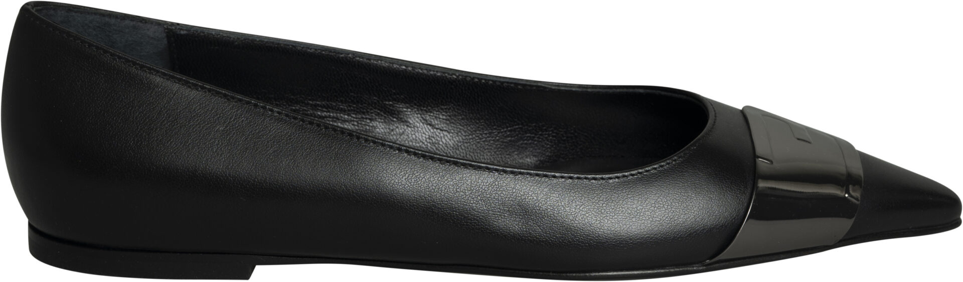 D7B509P1_schwarz_429 Elegante Ballerinas mit spitzer Kappe und glänzender Schmuckapplikation – Bild 1