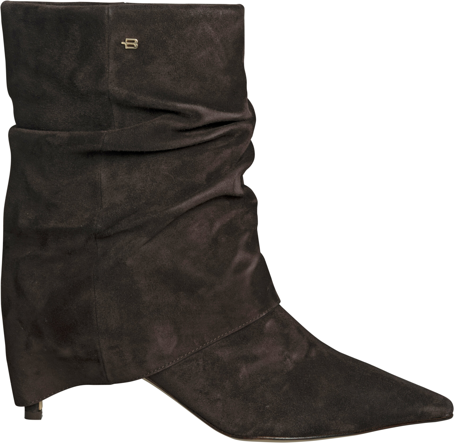D7B763P5_braun_679 Elegant Suede Slouch Boots with Pointed Toe and 5 cm Heel - Image 1