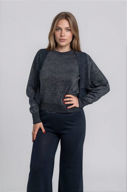 Shimmering Knit Bolero with Long Sleeves<br/> - Image 2