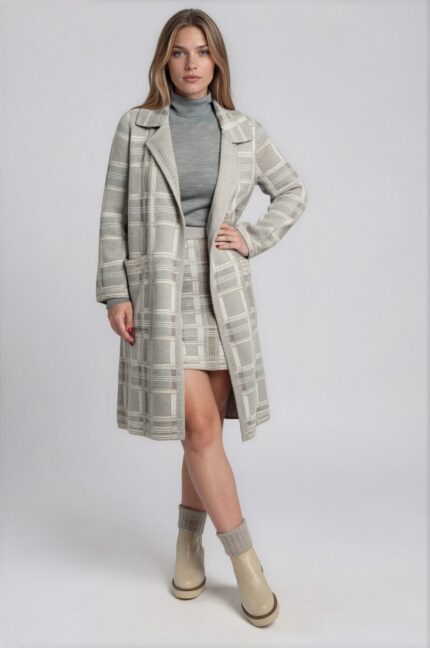 Checked Mini Skirt with Shimmering Texture<br/> - Image 2