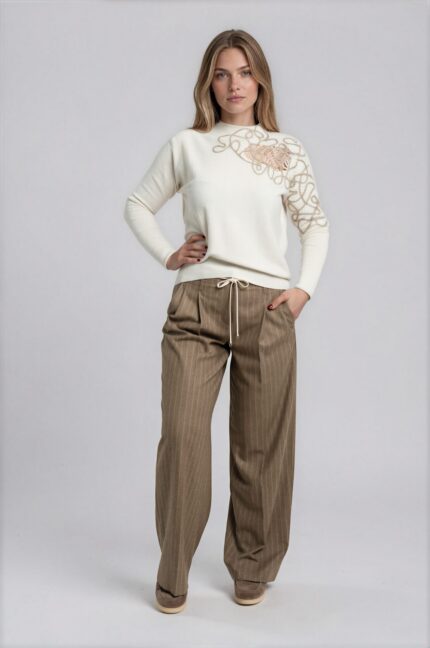 Cashmere-Wool Sweater with Decorative Embroidery<br/> - Image 2