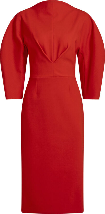 Knee-Covering Dress in Virgin Wool Blend<br/>