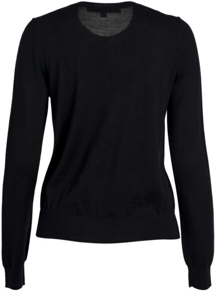 Black Knit Cardigan with Floral Lace Appliqué<br/> - Image 3