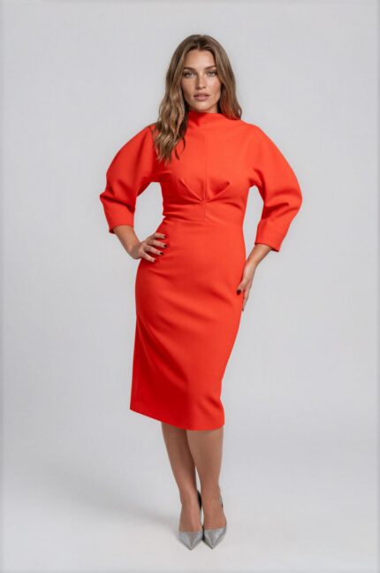 Knee-Covering Dress in Virgin Wool Blend<br/> - Image 2