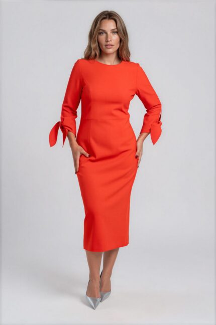Knee-Covering Dress in Virgin Wool Blend<br/> - Image 2