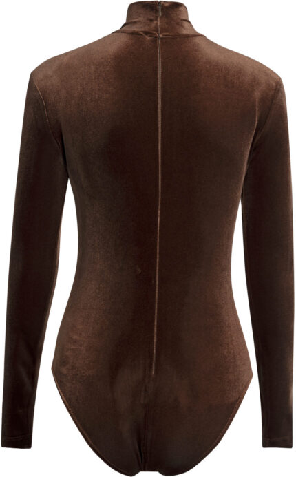 Velvet Bodysuit with Stand Collar<br/> - Image 3