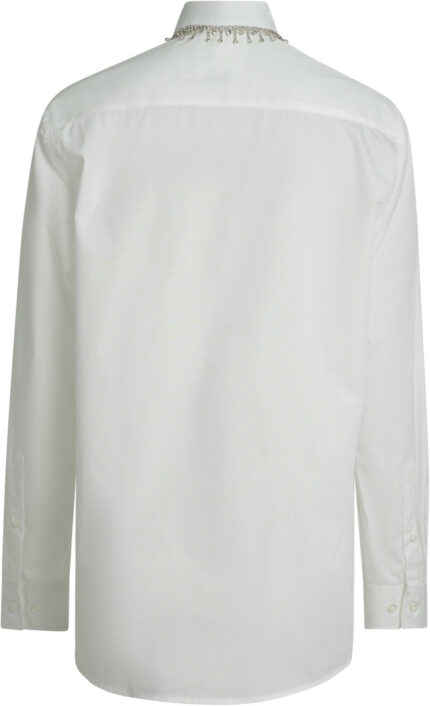 White Shirt Blouse with Embellished Collar<br/> - Image 3
