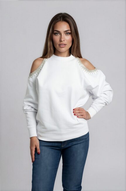 Organic Cotton Sweatshirt with Shoulder Cut-Outs<br/> - Image 2