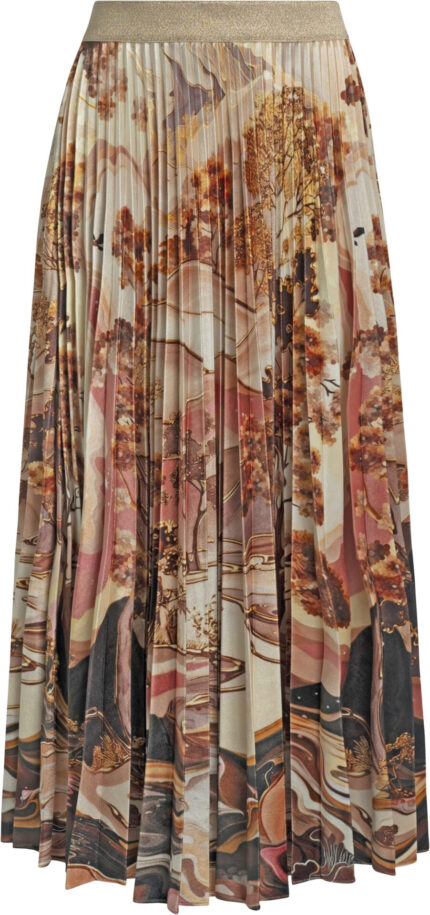 Pleated Midi Skirt with Print<br/> - Image 3