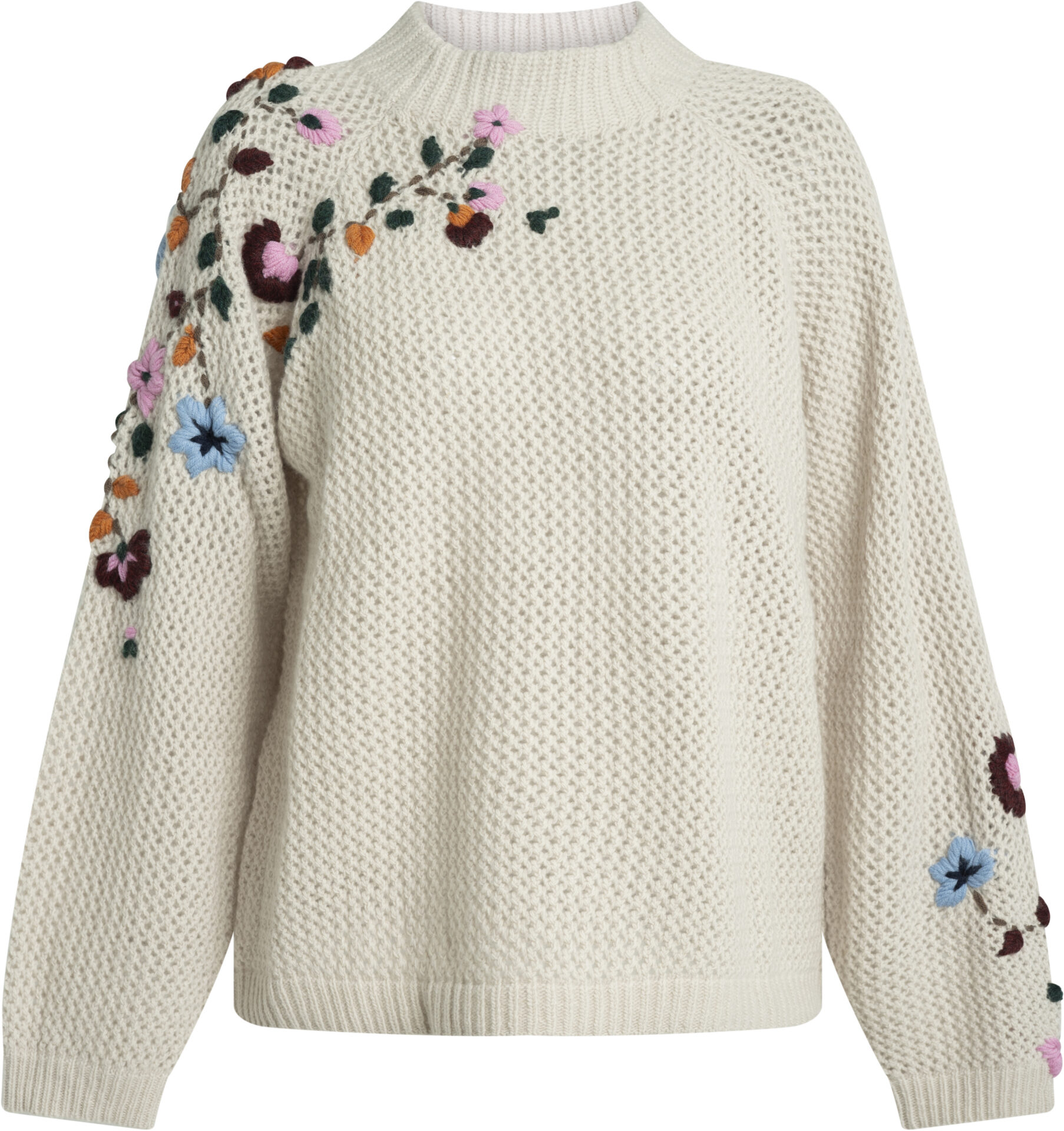 VL-Sumka-E_creme_319_a Virgin Wool Sweater with Floral Embroidery<br/> - Image 1