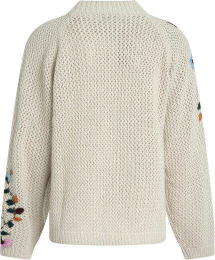 Virgin Wool Sweater with Floral Embroidery<br/> - Image 3
