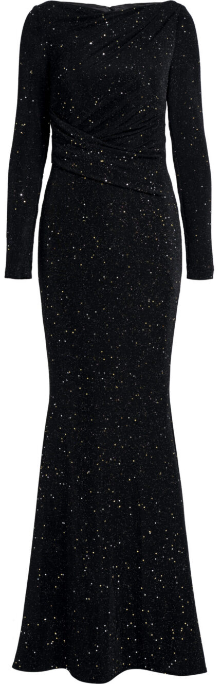 Sparkling Evening Gown with Draping and Train<br/>