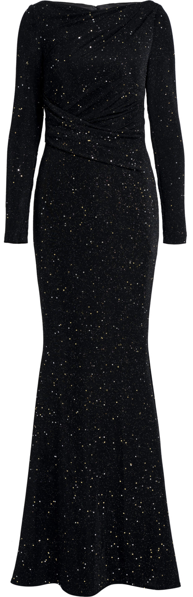 oL0193-12-RN40_schwarz_1298_a Sparkling Evening Gown with Draping and Train<br/> - Image 1