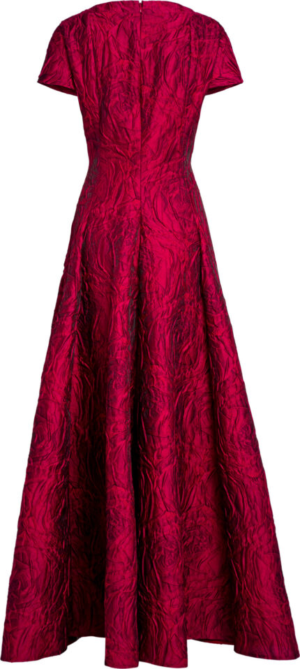 Bodenlanges Abendkleid mit floraler Reliefstruktur – Bild 3