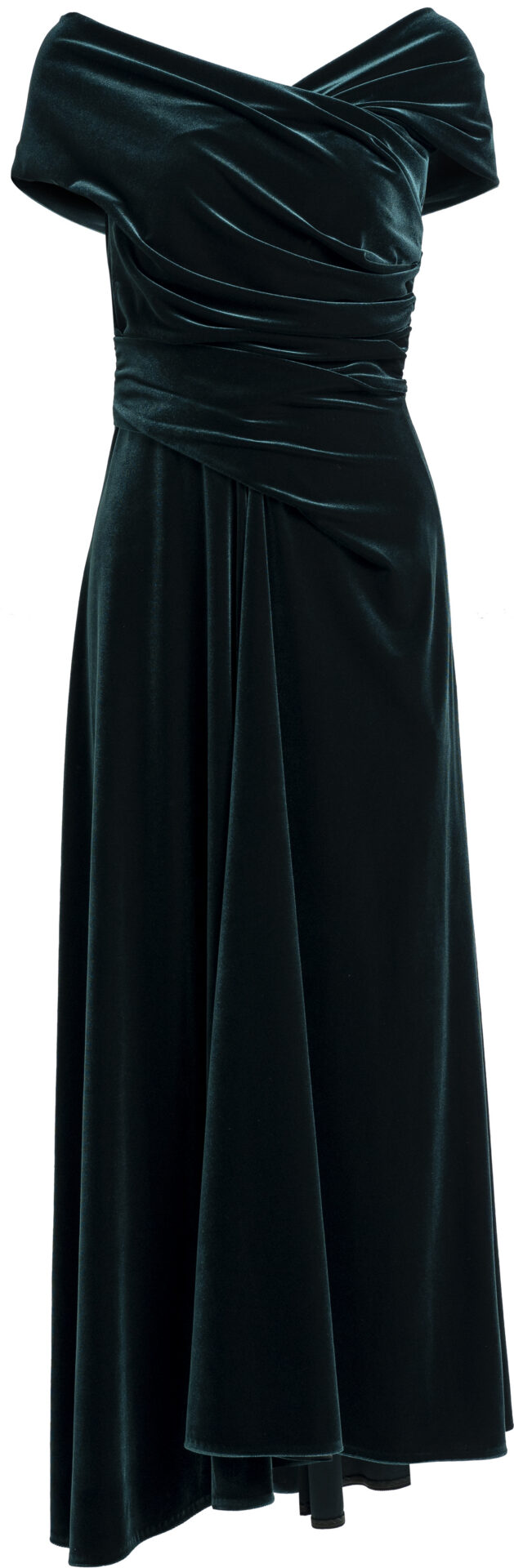 oM0882-07-ND20_grün_1598_a Schulterfreies Cocktailkleid aus Samt – Bild 1