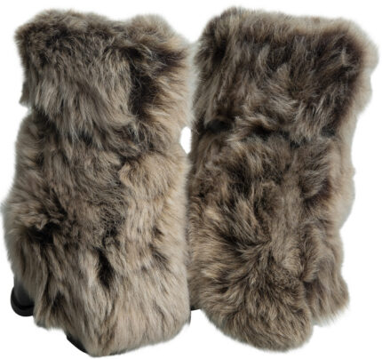 Statement Ankle Boots with Voluminous Fur Trim and Gold-Tone Buckle - Image 3