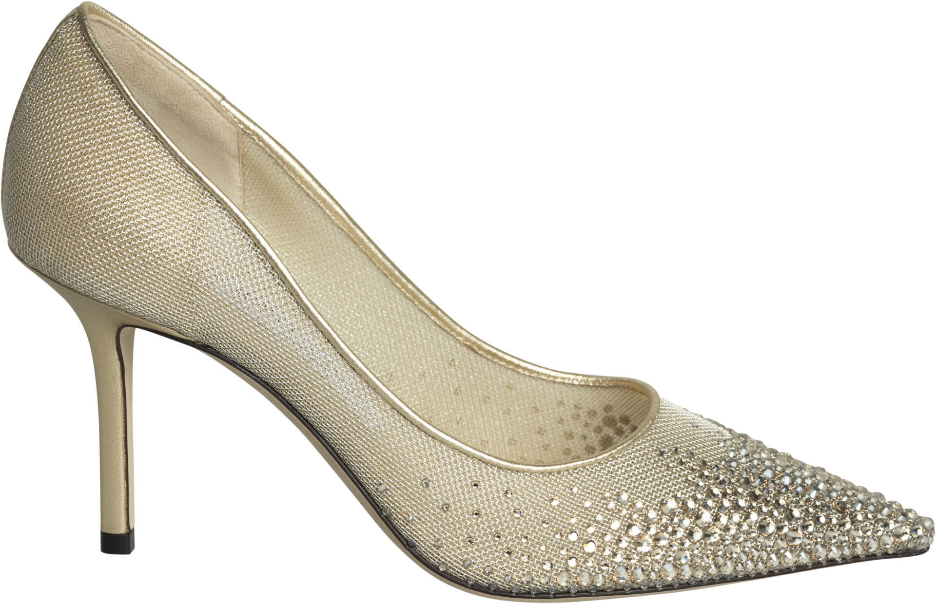 Love85 DOK_gold_1199 Pumps in Gold Mesh with Crystal Dégradé and Stiletto Heel - Image 1