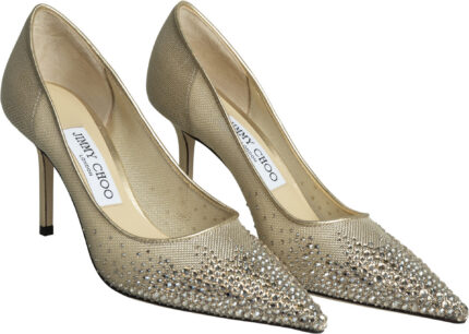 Pumps in Gold Mesh with Crystal Dégradé and Stiletto Heel - Image 2
