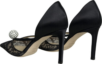 Lace Pumps with Crystal-Embellished Sphere and Stiletto Heel - Image 3